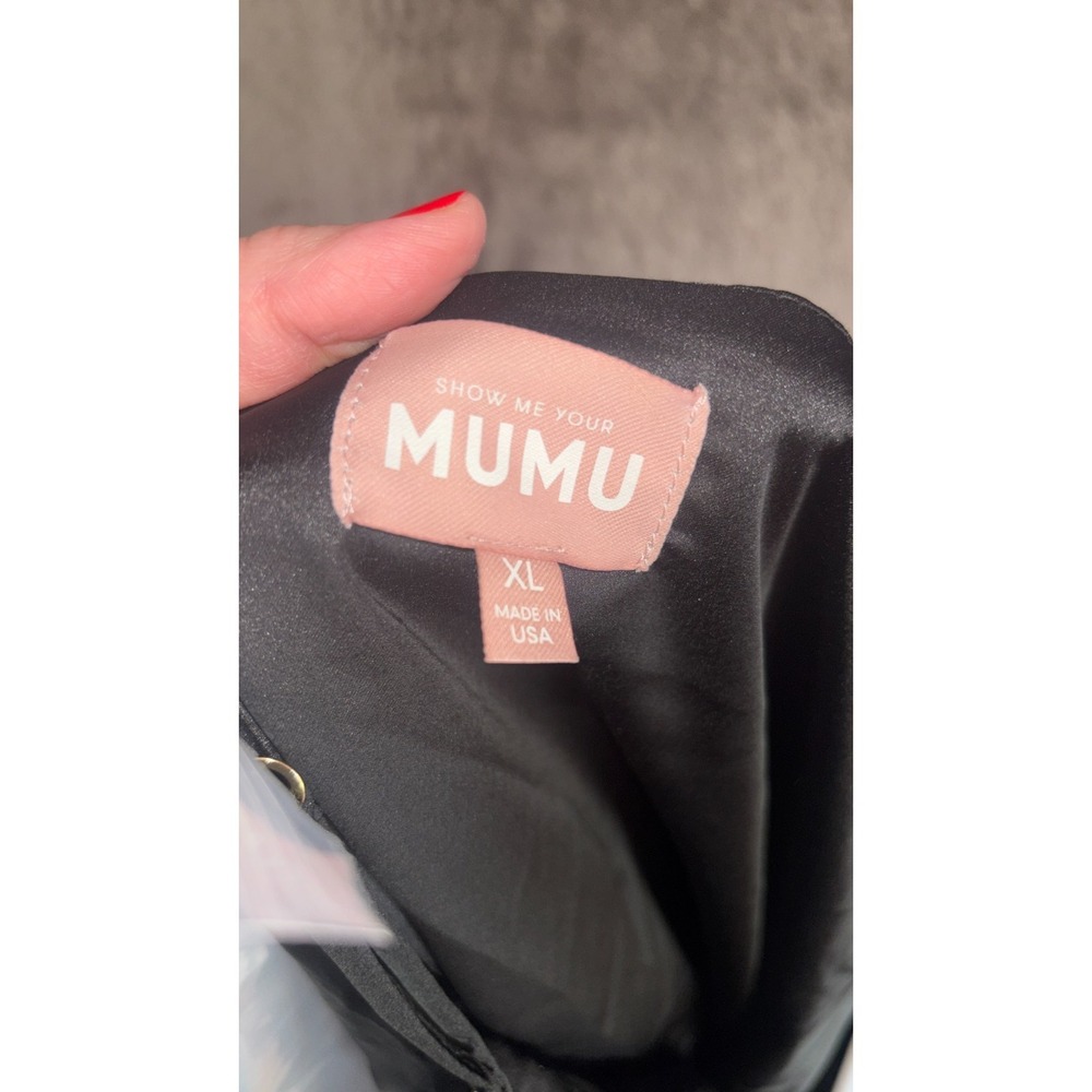 Show Me Your Mumu Dalia Maxi Dress Womens XL Black Luxe Satin Partially Lined - Picture 10 of 11
